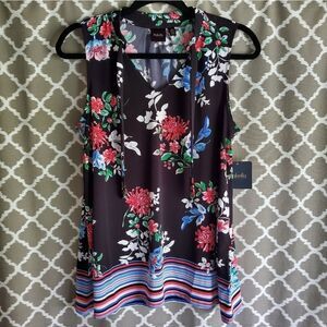 NEW Rafaella Floral Striped Blouse S